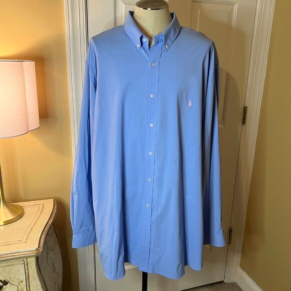 Lot of 2 Men's Ralph Lauren Blue & Stripe Performance Button Down Shirts Sz 4XLT - Picture 4 of 5